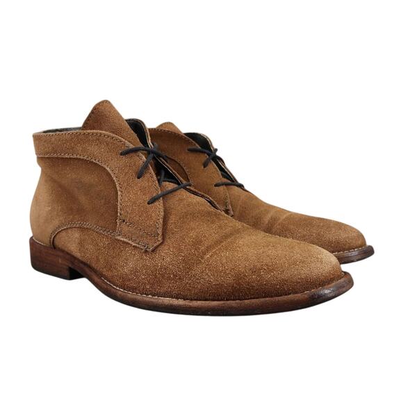 JD Fisk Shoes Mens 8 Boots Leather Casual Classic Brown Derby Chukka Lace Up Mid - Picture 1 of 15